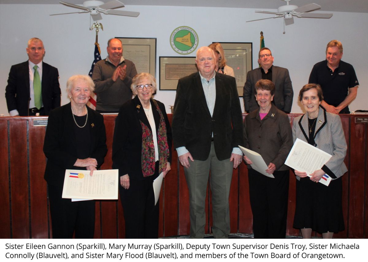 Mary Murray, Eileen Gannon, Michaela Connolly, Mary Flood, with Town Board