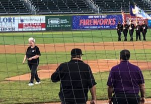 Nancy pitching baseball